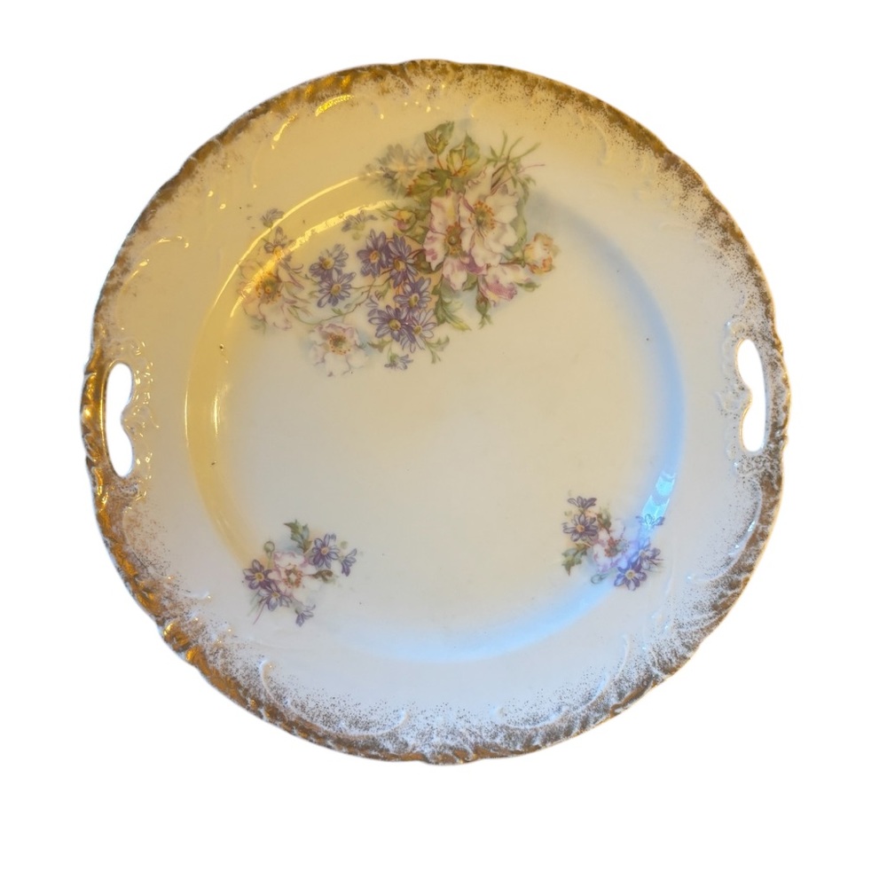 Vintage Floral Decorative Plate w/ Handles